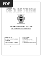 Assignment On Inservice Education Sub: Community Health Nursing