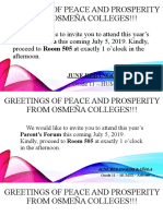 Greetings of Peace and Prosperity From Osmeña Colleges!!!