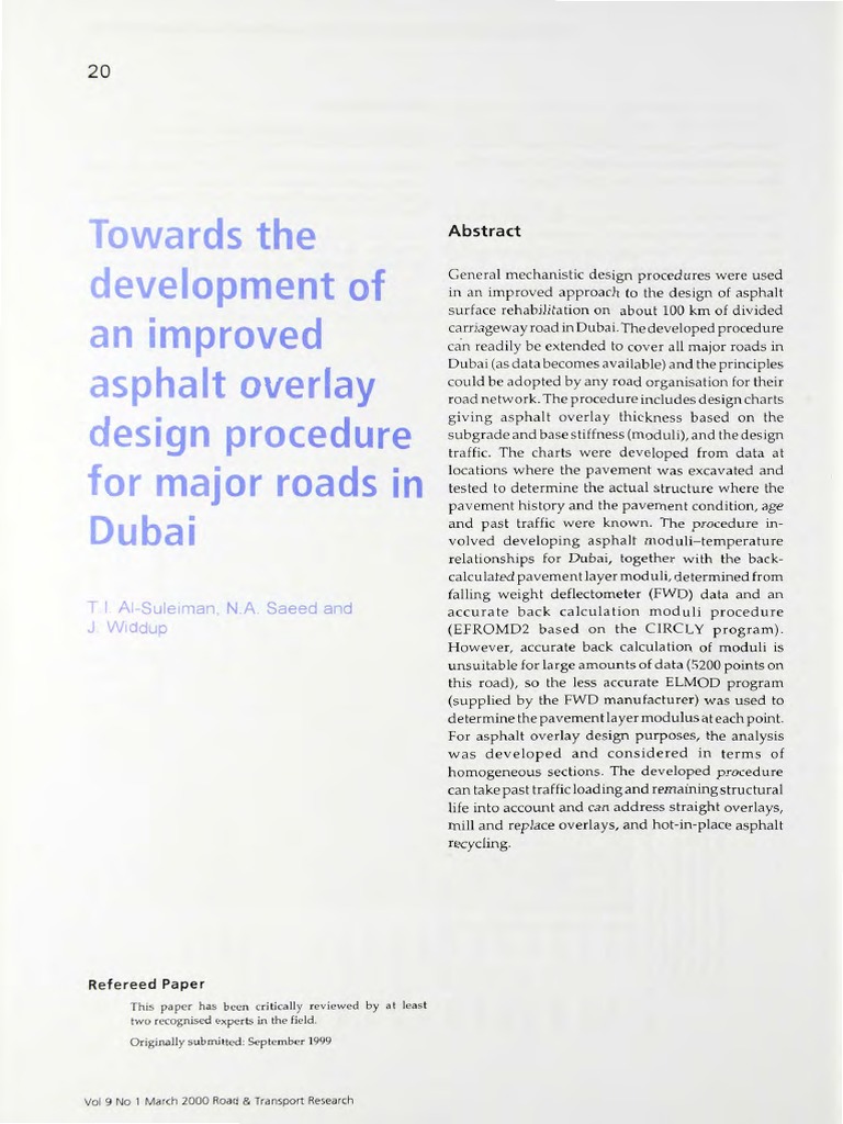 Improved Asphalt Overlay Design for Dubai | PDF | Road Surface | Young ...