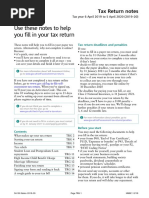 Use These Notes To Help You Fill in Your Tax Return