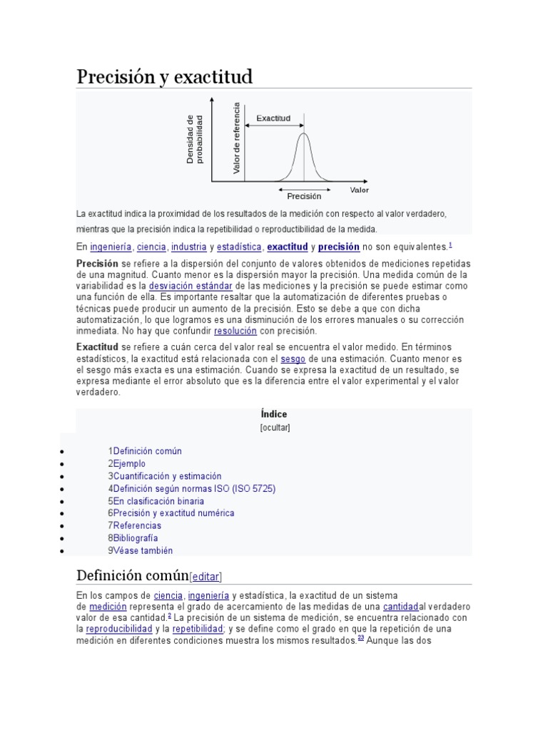 Diferencias entre Exactitud y Precisión | PDF | Exactitud y precisión ...
