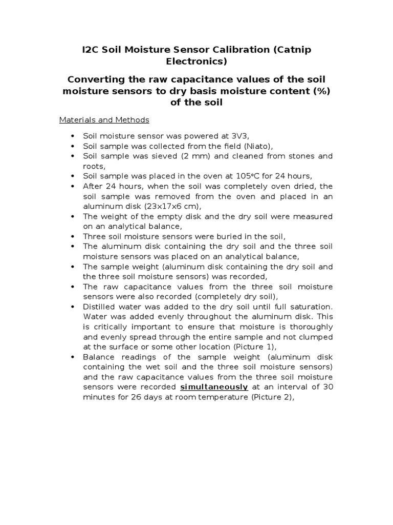 Soil Moisture Sensor Calibration PDF | PDF | Errors And Residuals | Soil