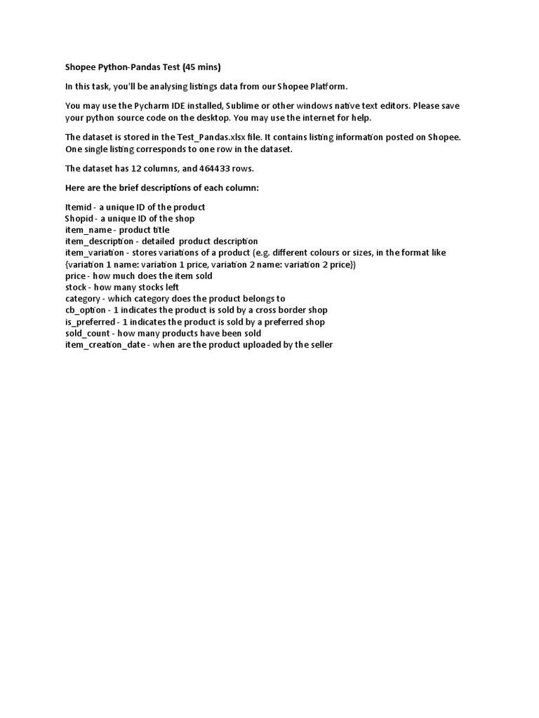 Python Test | PDF | Retail | Computer Data