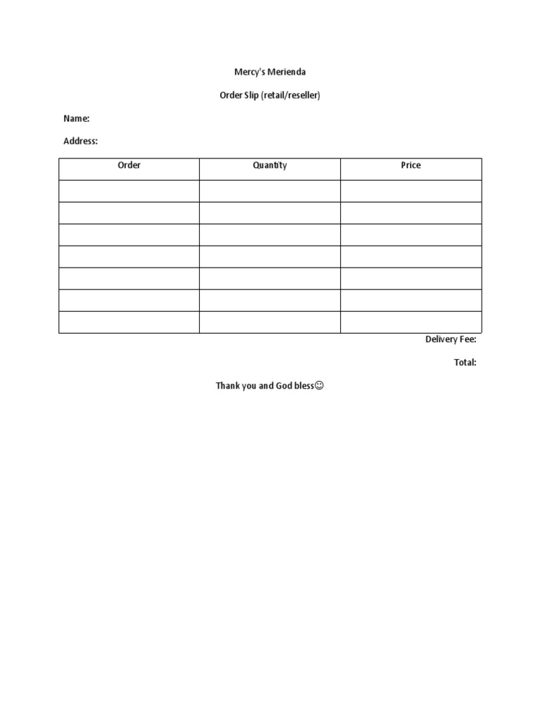 Order Slip | PDF