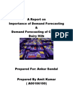 A Report On Importance of Demand Forecasting & Demand Forecasting of Cadbury Dairy Milk