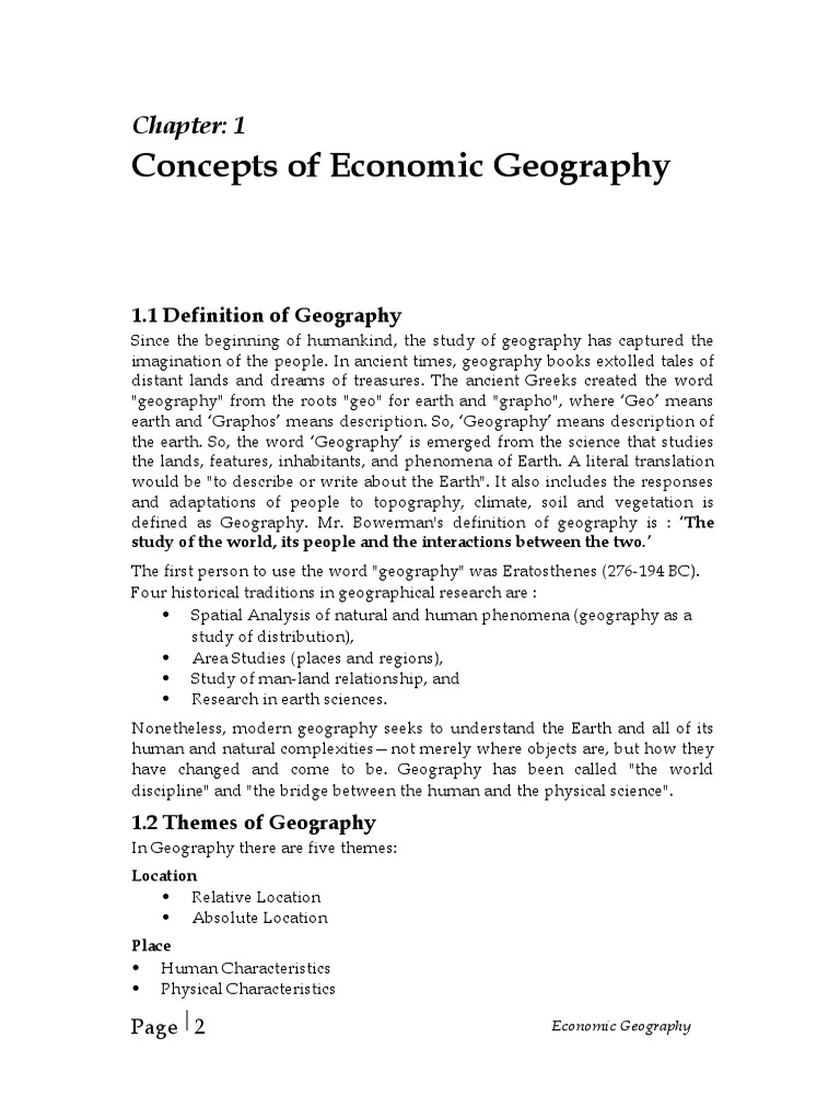 Economic Geography (Chapter One) PDF Geography Climatology