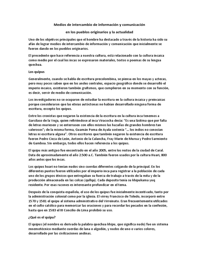Quipus Pdf Science Ciencia Y Tecnología