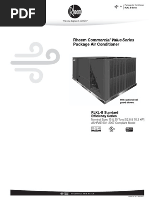 Rheem Commercial Value Series Package Air Conditioner: RLKL-B Standard  Efficiency Series | PDF | Air Conditioning | Furnace