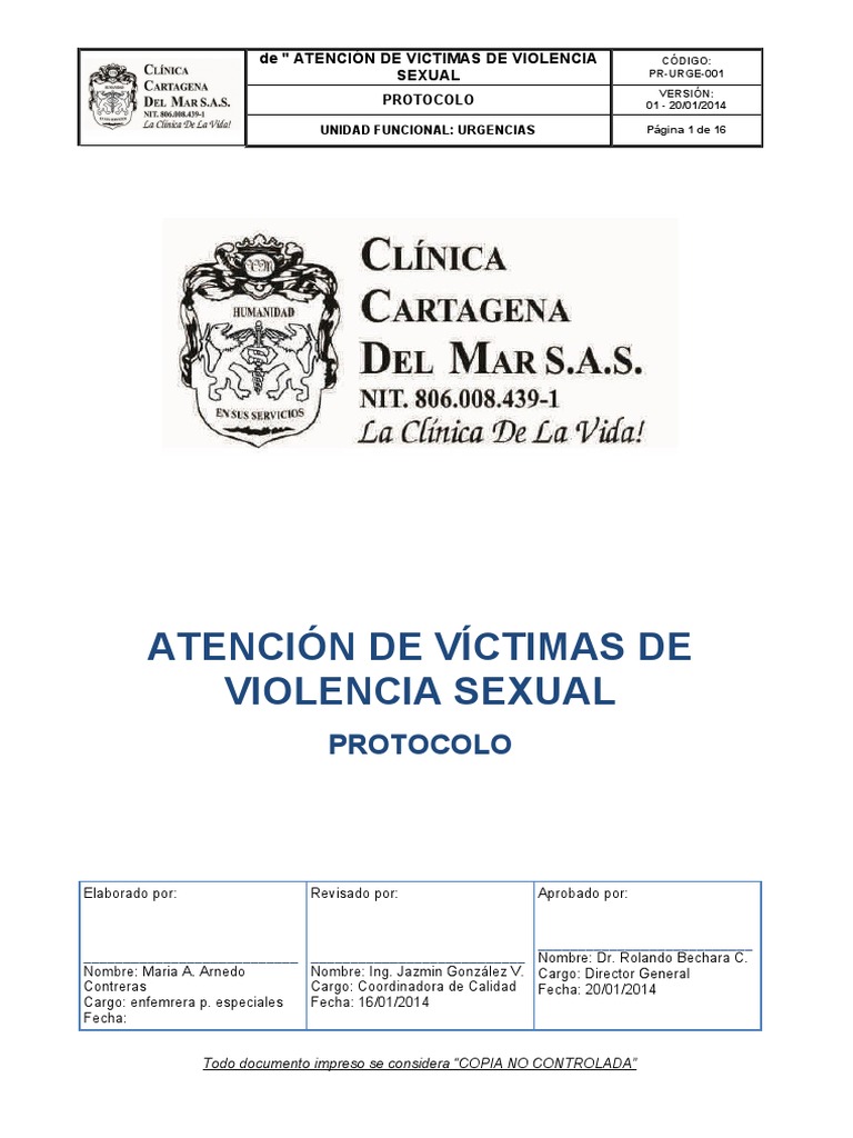 6 Pr-Urge-001 Protocolo Atencion de Victimas de Violencia Sexual | PDF ...