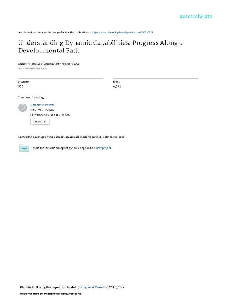 Understanding Dynamic Capabilities Progress Along | PDF | Strategic ...