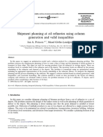 Shipment Planning at Oil Refineries Using Column Generation and Valid Inequalities