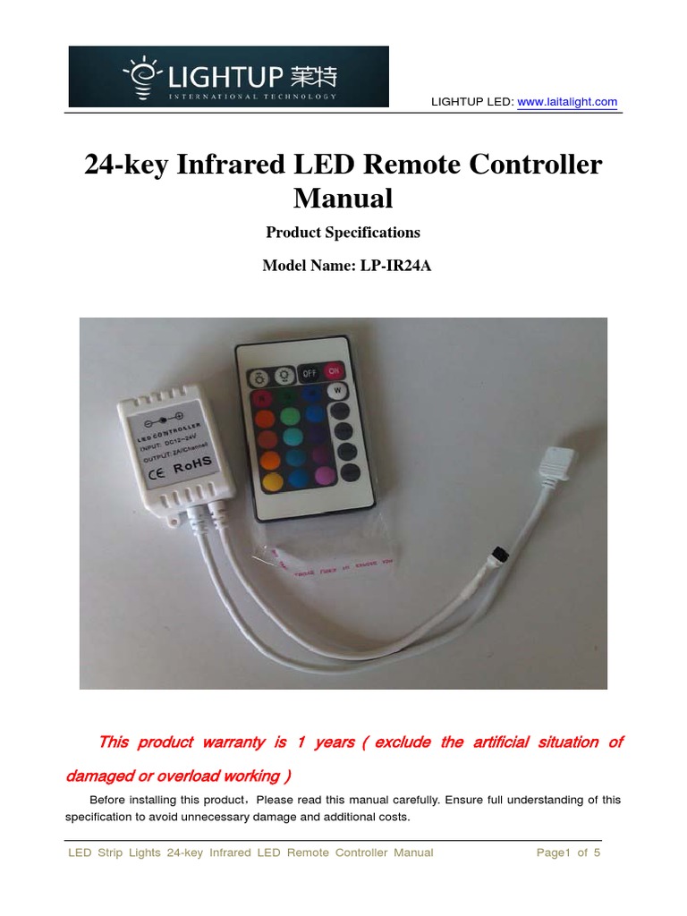24-Key LED Remote Control Manual | PDF | Remote Control | Color
