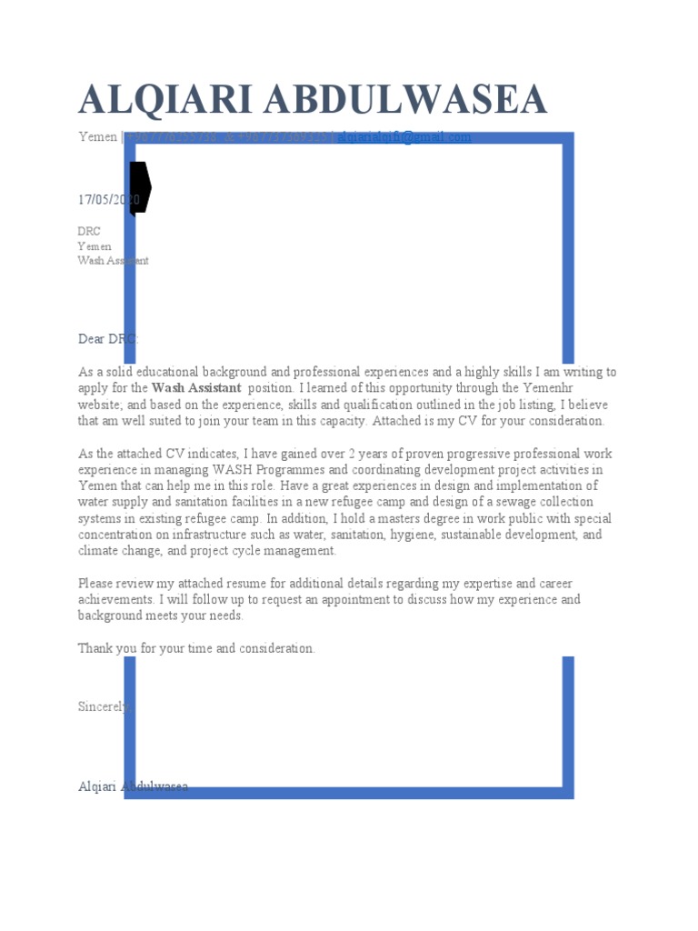 Cover Letter Wash Assistant