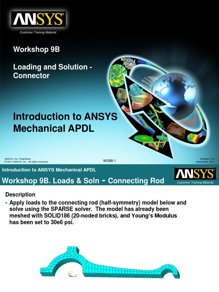Introduction To ANSYS Mechanical APDL: Workshop 9B Loading and Solution ...