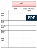 Format of Weekly Schedule