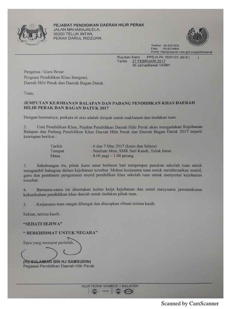 Surat Jemputan Kejohanan Pdf