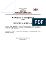 Certificate of Recognition: Quennie M. Cipriano
