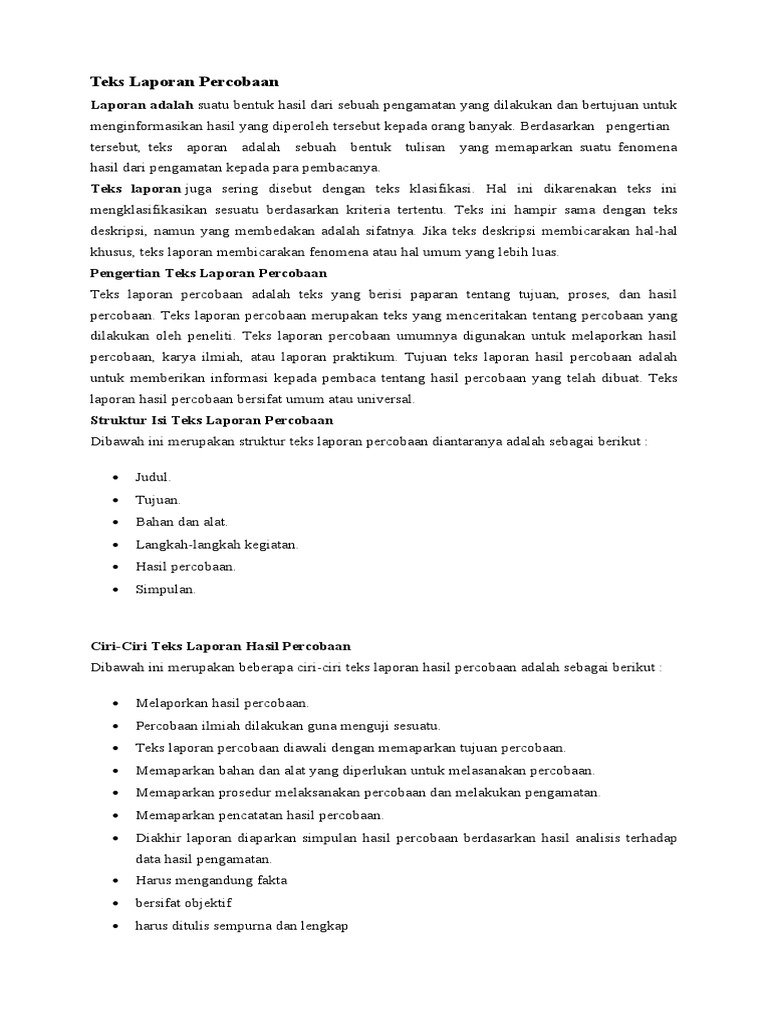 Materi Teks Laporan Percobaan