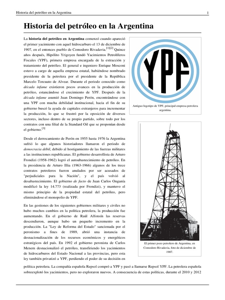 Historia del petróleo en Argentina | PDF | Petróleo | Energía y recursos