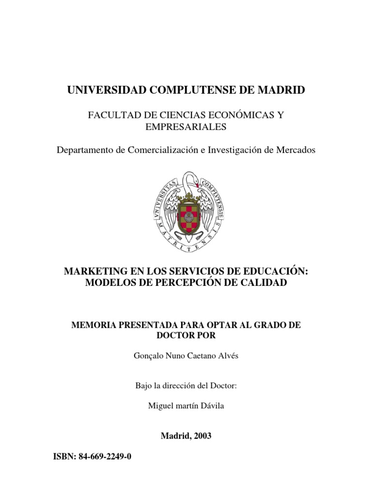 Ejemplo de tesis doctoral hecha Marketing Calidad