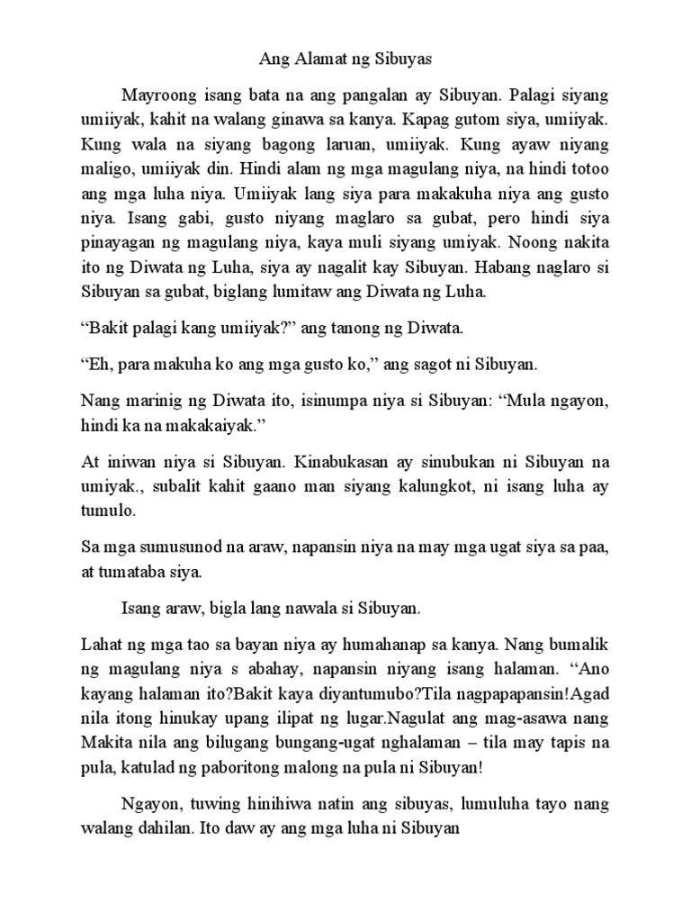Ang Alamat NG Sibuyas | PDF