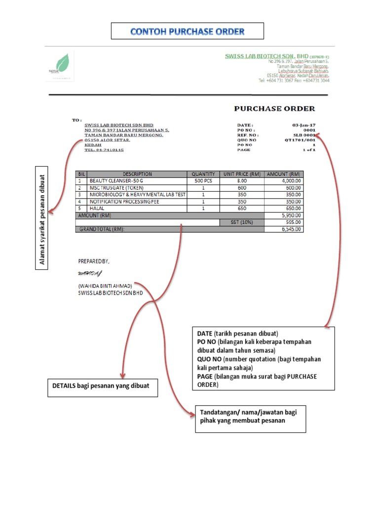 Contoh P O Pdf