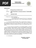 Memorandum: Republika NG Pilipinas Lalawigan NG Bulakan Barangay Bayabas Doña Remedios Trinidad