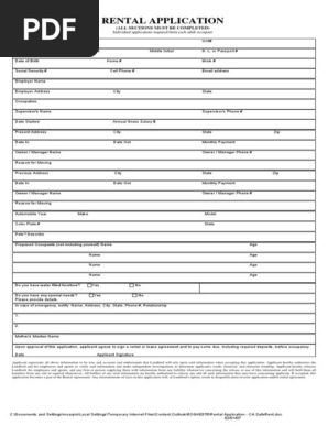 rental application