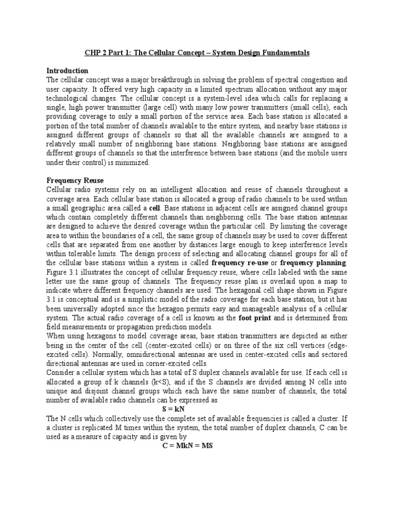 CHP 2 - The Cellular Concept - 1 | PDF | Cellular Network | Radio