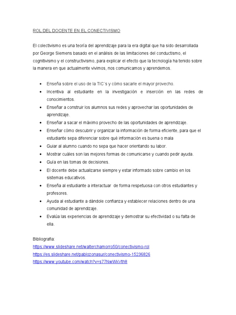 Docente en el Conectivismo Digital | PDF