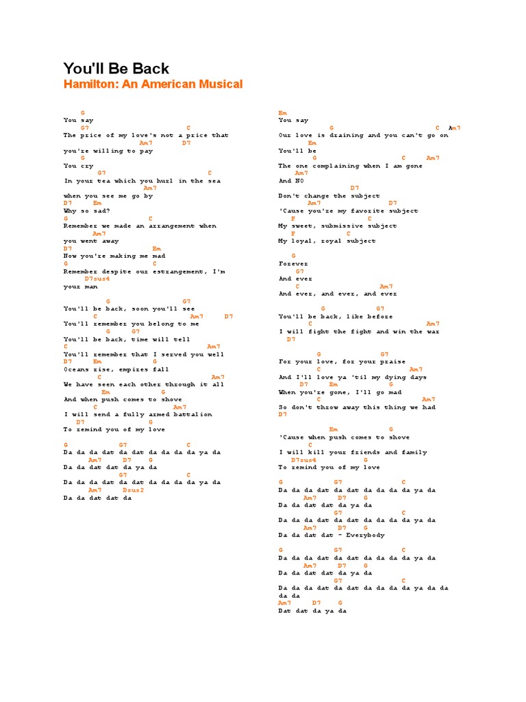 You'll Be Back Chords | PDF