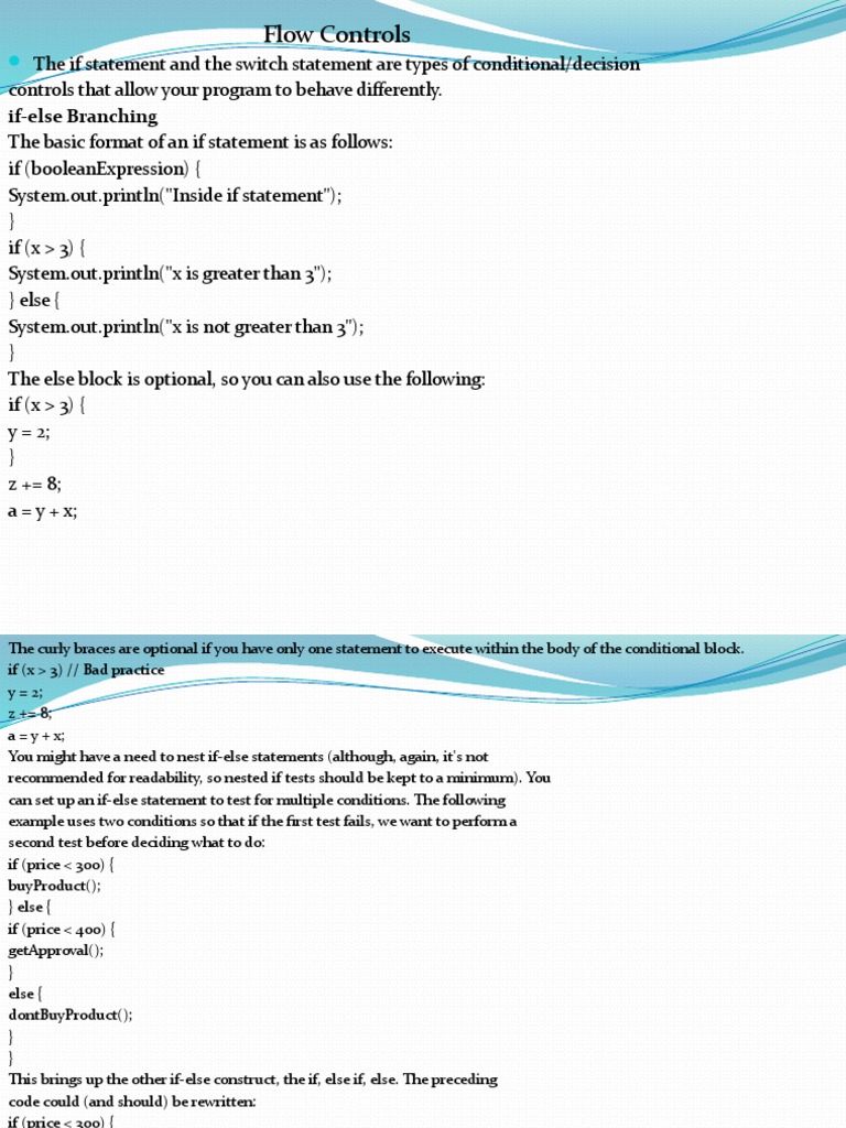 Flow Controls If Else Branching Pdf Control Flow Theoretical
