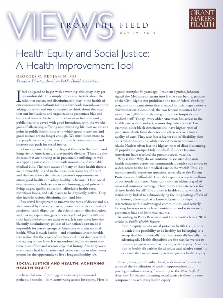 Health Equity and Social Justice Insights | PDF | Health Equity | Racism