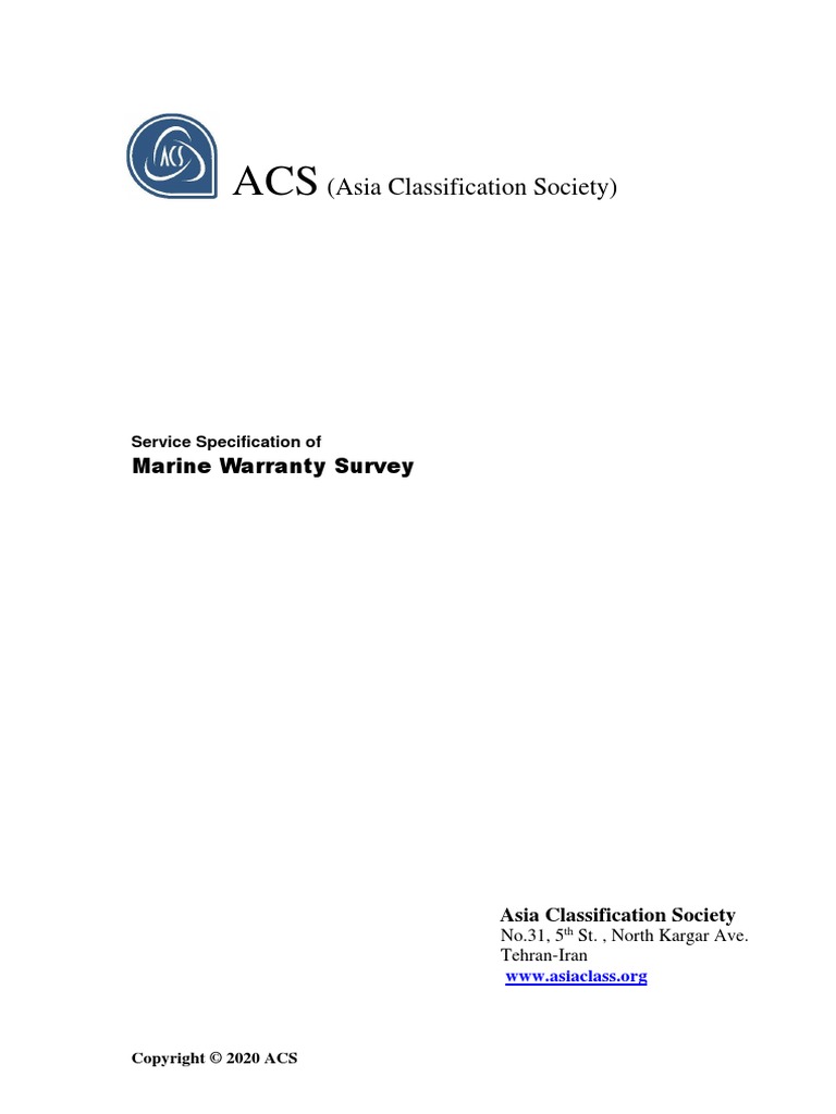 ACS Service Specification of Marine Warranty Survey | PDF | Insurance ...