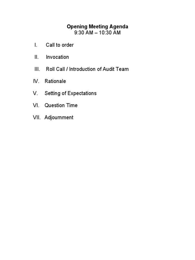 (111319) Opening Meeting Agenda | PDF
