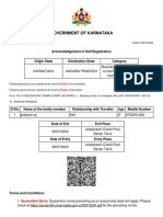 Government of Karnataka: RD813S200468250 Acknowledgement of Self Registration Origin State Destination State Category