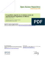 El equilibrio vigente en el sistema mixto de representación legislativa en México