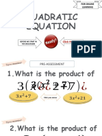 Quadratic Equation: Click The Button