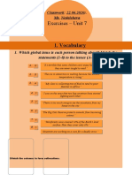 Classwork Exercises - Unit 7 Vocabulary and Global Issues