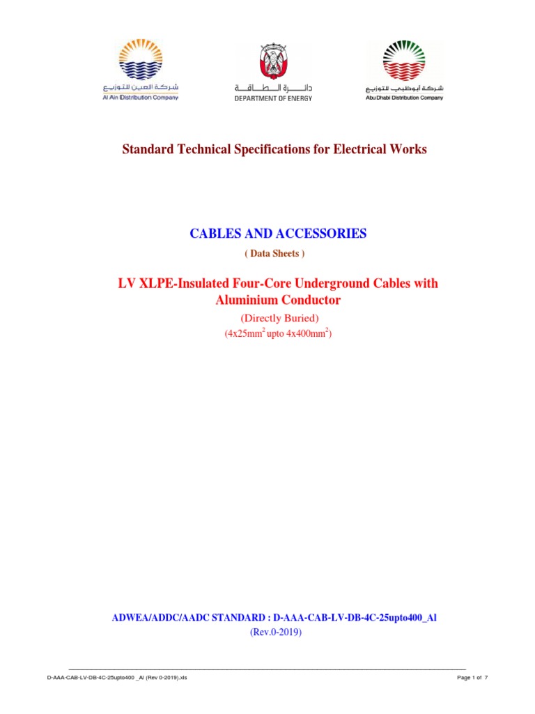 LV XLPE Cable Specifications Overview | PDF | Electrical Resistivity ...