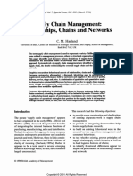 Supply Chain Management Relationships, Chains and Networks