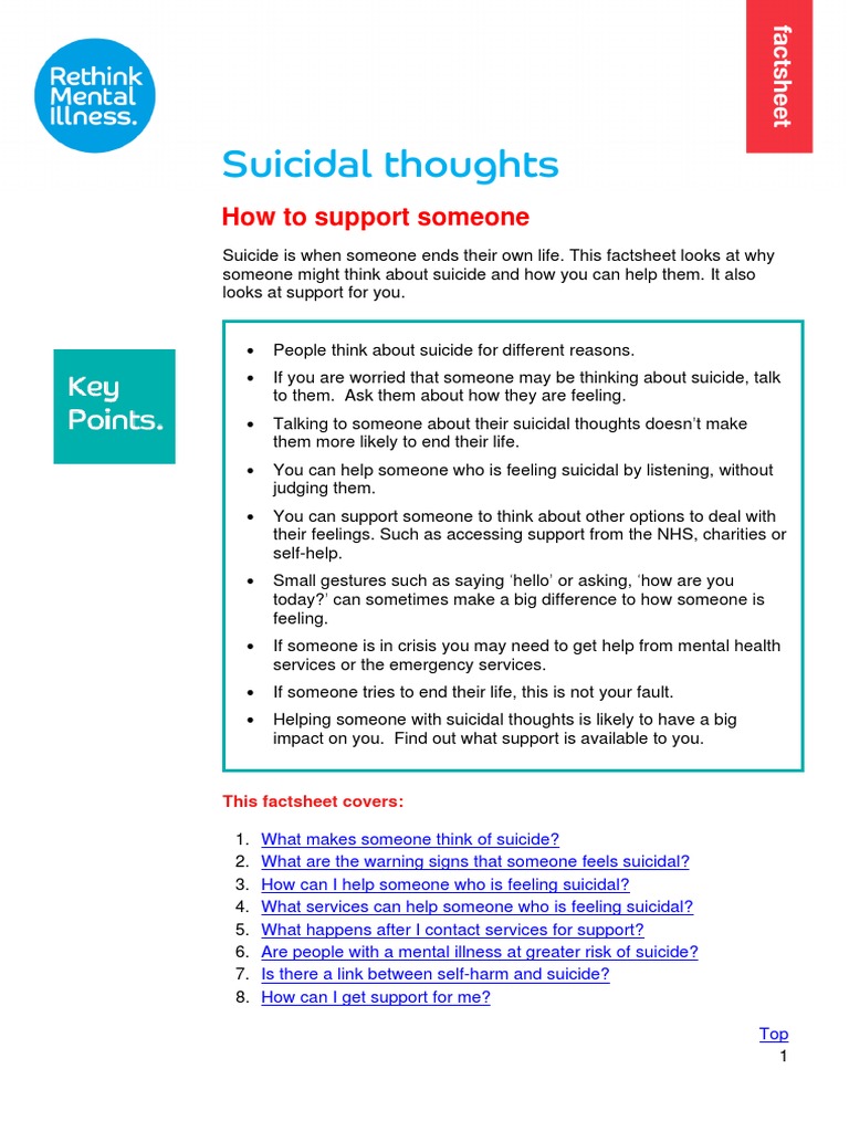 Suicidal Thoughts: How To Support Someone | PDF | Suicide | Mental Disorder