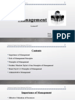 Lecture-06 - Management (Importance, roleOfMgtPrinciple, PrinciplesOfMgt, Administrative Management)
