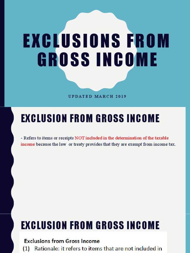 Exclusions from Gross Income Guide | PDF | Gross Income | Pension