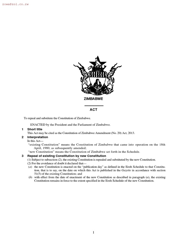 Constitution of Zimbabwe | PDF | Judiciaries | Supreme Courts