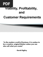 Viability, Profitability, and Customer Requirements