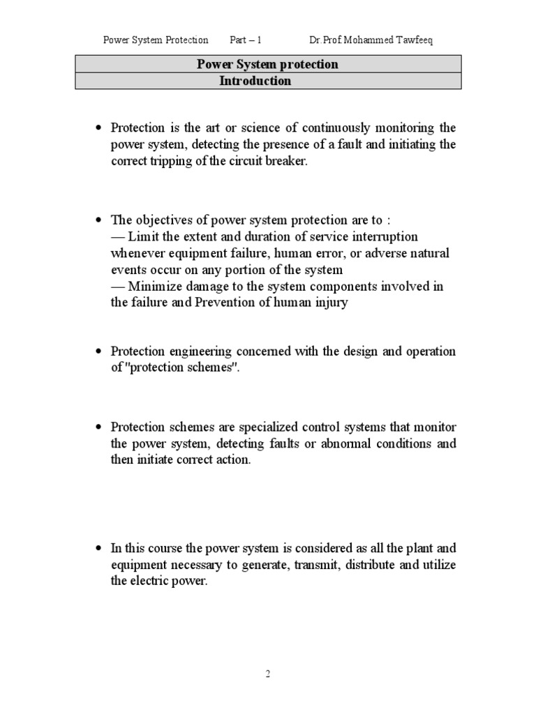 Power System Protection Part 1 DR Prof.Mohammed Tawfeeq PDF