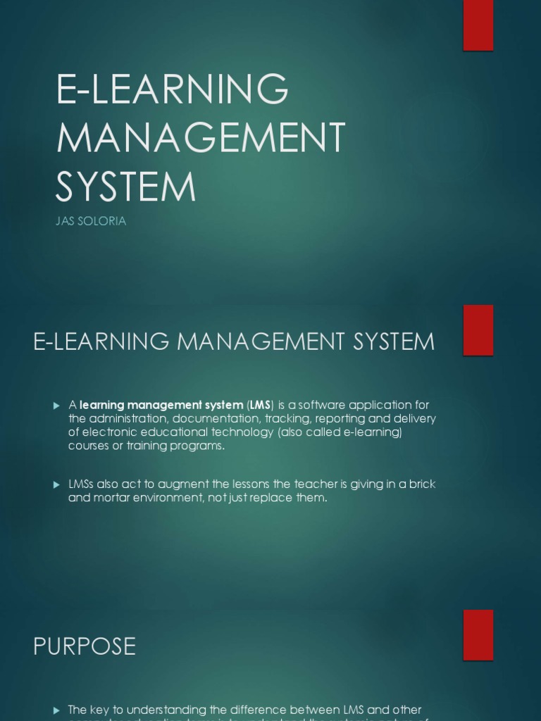 E-Learning Management System: Jas Soloria | PDF | Educational ...