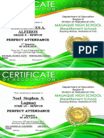 Perfect Attendance Certificate Award