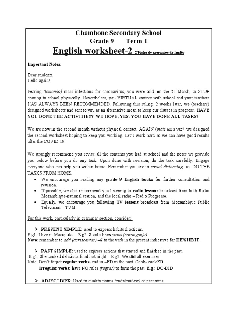 2nd english worksheet 9 pdf adjective noun